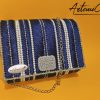 pochette Cielo Notturno blu reale ricamo su canvas