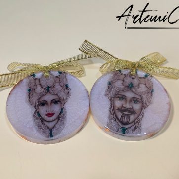 Tesori Siciliani: Teste di Moro in Resina per una Natale Unico - Verde Acqua