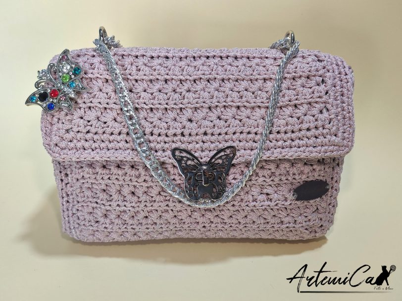 1 Borsa uncinetto Farfalla Argentea