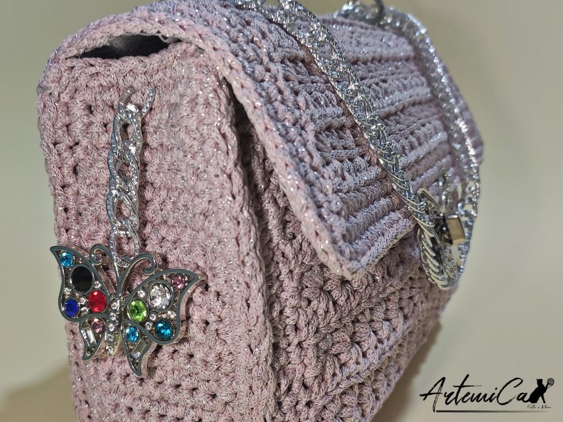 3 Borsa uncinetto Farfalla Argentea