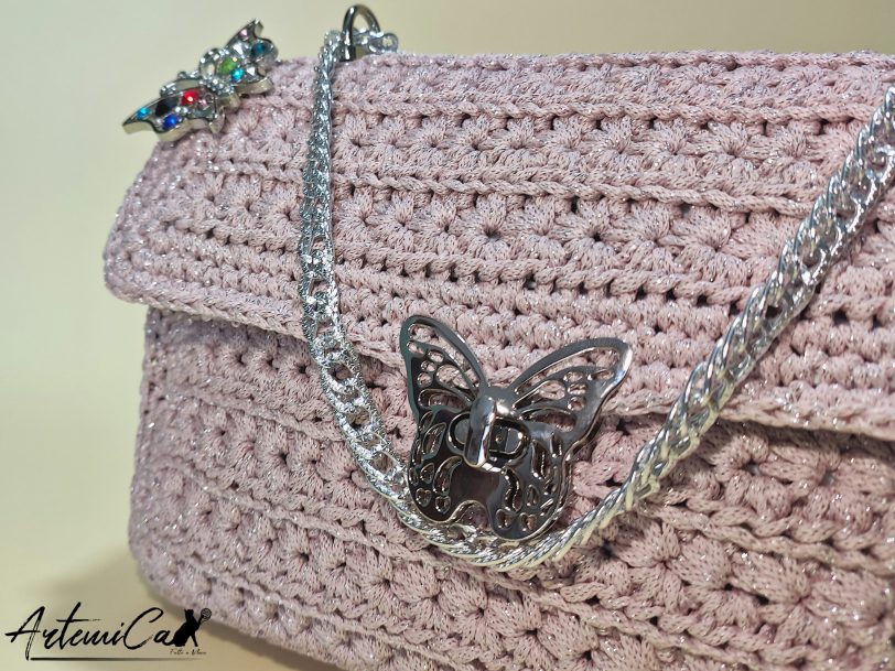 5 Borsa uncinetto Farfalla Argentea