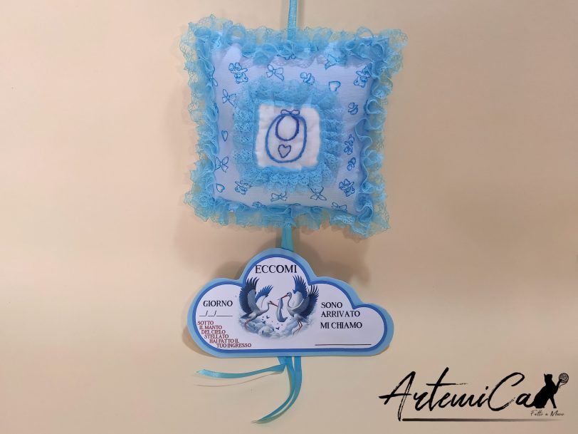 1 Cuscino Dolce Benvenuto: Fiocco Nascita Handmade Morbido e personalizzabile