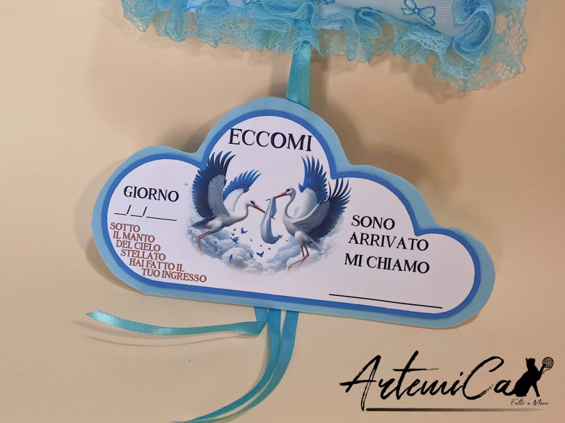 3 Cuscino Dolce Benvenuto: Fiocco Nascita Handmade Morbido e personalizzabile
