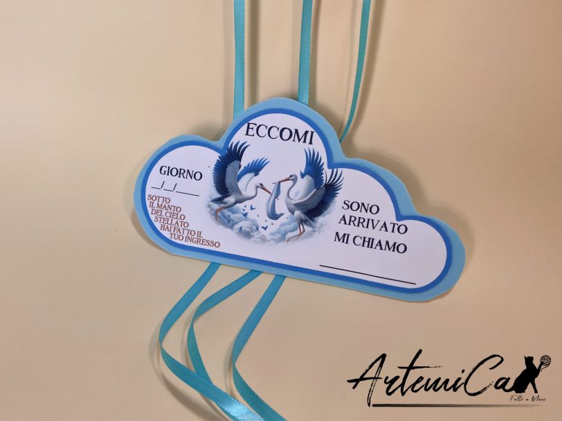 3 Cuscino Soffio di Felicità: Fiocco Nascita Handmade Morbido e personalizzabile