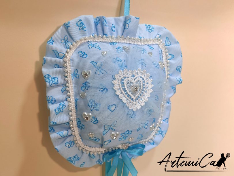 3 Cuscino Soffio di Felicità: Fiocco Nascita Handmade Morbido e personalizzabile