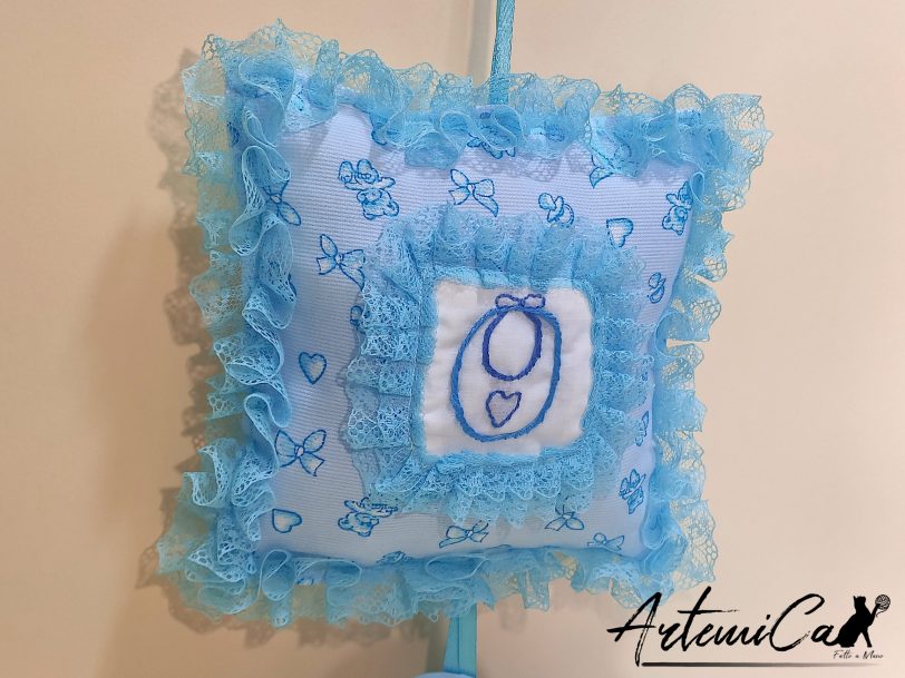 4 Cuscino Dolce Benvenuto: Fiocco Nascita Handmade Morbido e personalizzabile
