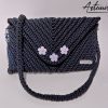 1 Clutch Fatta a Mano in cordino Nero - Fiore di Mezzanotte