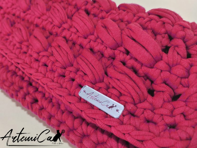 6 Clutch fatta a mano in fettuccia bordeaux: Passione Intrecciata