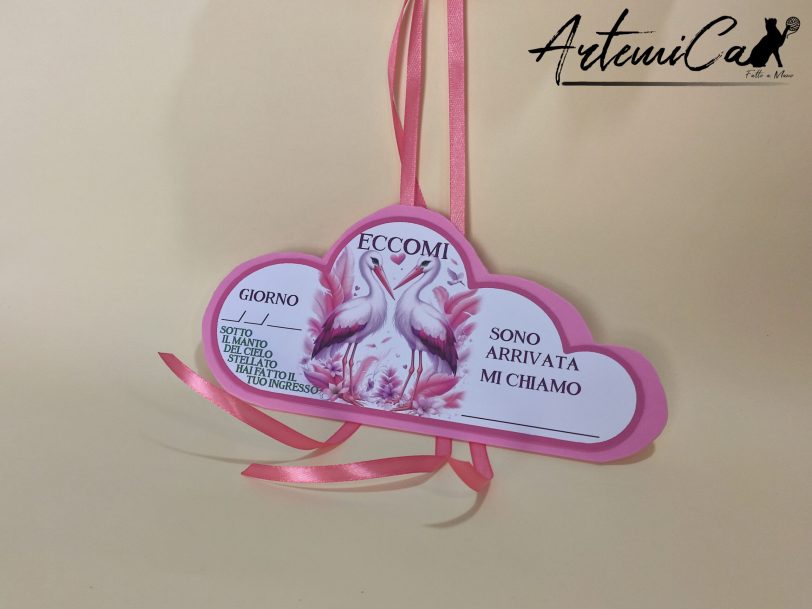4 Fiocco dei Sussurri: Fiocco nascita Ricamato a mano