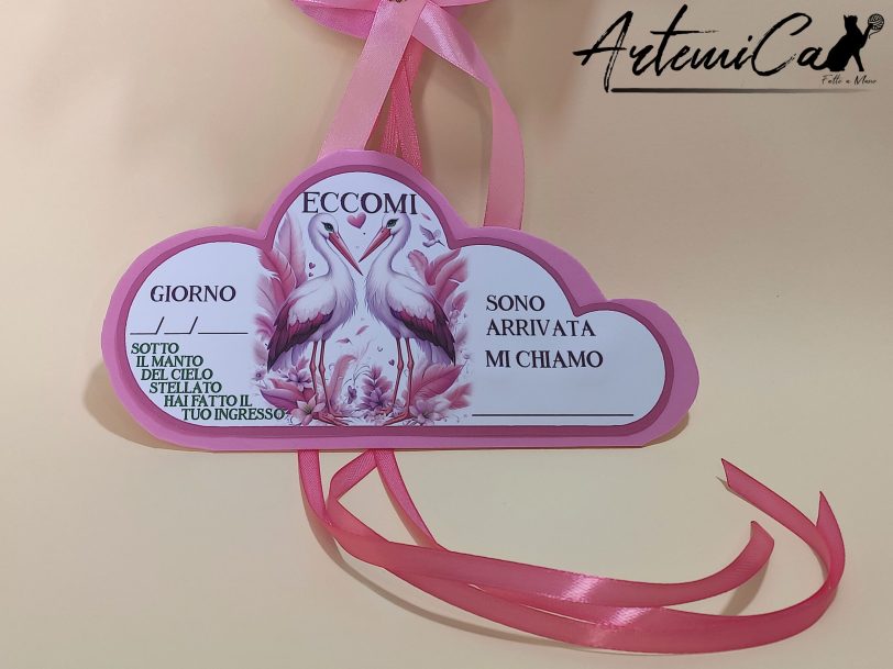 9 Fiocco Nascita ricamato a mano