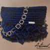 1 Ruches d’Incanto: Pochette Elegante in Fettuccia Blu e Nero Fatta a Mano