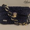 1 Clutch Velluto Noir et Or: Borsa Artigianale Fatta a Mano con Catena Dorata
