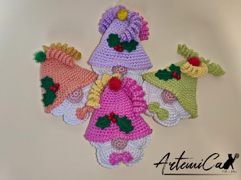 1 Gnomo all'uncinetto di Natale: Decorazione all'Uncinetto fatta a mano per Addobbi e Portachiavi