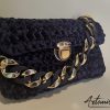 2 Clutch Velluto Noir et Or: Borsa Artigianale Fatta a Mano con Catena Dorata