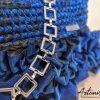 3 Ruches d’Incanto: Pochette Elegante in Fettuccia Blu e Nero Fatta a Mano