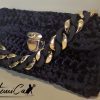 3 Clutch Velluto Noir et Or: Borsa Artigianale Fatta a Mano con Catena Dorata