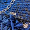 4 Ruches d’Incanto: Pochette Elegante in Fettuccia Blu e Nero Fatta a Mano