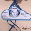 2 Fiocco di Cuori: Fiocco nascita azzurro Ricamato a Mano con dettagli artigianali