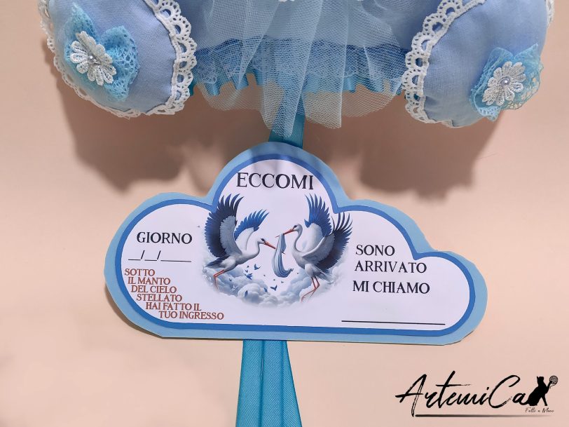 4 Fiocco Nascita Piccolo Principe: Fiocco con Carrozza Fatto a Mano - Un tocco regale per il nuovo arrivato