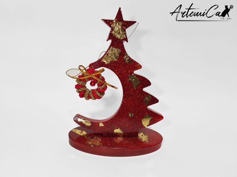 1 Albero di Natale Trionfo di Natale: Decorazione in resina scintillante Fatta a Mano per il tuo Natale magico