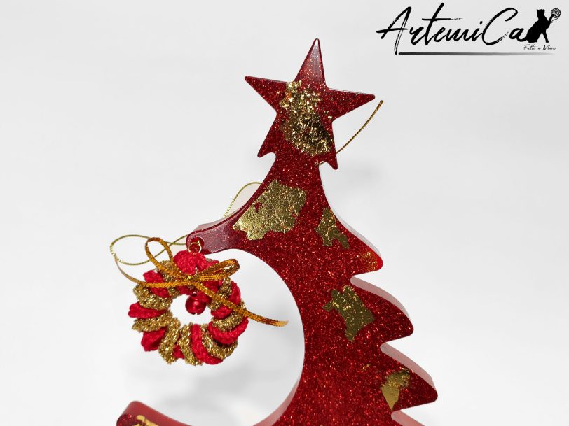 2 Albero di Natale Trionfo di Natale: Decorazione in resina scintillante Fatta a Mano per il tuo Natale magico