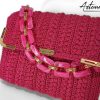 3 Pochette Polaris Fucsia: Borsa Fatta a mano all’Uncinetto in cordino Lurex Fucsia e Inserti in Oro