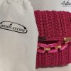 5 Pochette Polaris Fucsia: Borsa Fatta a mano all’Uncinetto in cordino Lurex Fucsia e Inserti in Oro