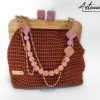 1 Pochette Ardor: Borsa Artigianale all’Uncinetto con Cordino Rame e chiusura Clic Clac in Legno