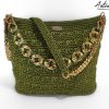 1 Borsa Riflessi di Giada: Tote Bag Artigianale in Cordino Verde Lurex con e Dettagli Dorati