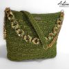 2 Borsa Riflessi di Giada: Tote Bag Artigianale in Cordino Verde Lurex con e Dettagli Dorati