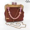 4 Pochette Ardor: Borsa Artigianale all’Uncinetto con Cordino Rame e chiusura Clic Clac in Legno