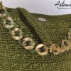 4 Borsa Riflessi di Giada: Tote Bag Artigianale in Cordino Verde Lurex con e Dettagli Dorati