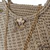 5 Pochette Bagliore di Stile: Borsa Fatta a Mano in Cordino Lurex Beige con Dettagli Oro e Spilla Floreale