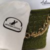 5 Borsa Riflessi di Giada: Tote Bag Artigianale in Cordino Verde Lurex con e Dettagli Dorati
