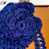 5 (Artemicat) Maxi-Bag Fior di Notte: Borsa fatta a mano all'uncinetto in Blu Reale con inserti in eco-pelle