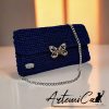 6 (Artemicat) Pochette nocturne: Blu notte Fatta a Mano all’Uncinetto con dettagli Argento - per chi ama Distinguersi con Stile