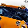 6 (Artemicat) Maxi-Bag Fior di Notte: Borsa fatta a mano all'uncinetto in Blu Reale con inserti in eco-pelle