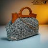 01 (Artemicat) Sogno d'Acqua: Borsa Fatta Mano all'Uncinetto & Chiusura Clic Clac in Legno