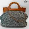 1 (Artemicat) Sogno d'Acqua: Borsa Fatta Mano all'Uncinetto & Chiusura Clic Clac in Legno