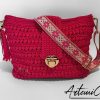 1 (Artemicat) Borsa Vibrazioni in Fucsia: Tote Bag Fatta a Mano all'Uncinetto - Stile Unico