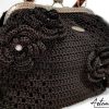 2 (Artemicat) Borsa Incanto Nero: Clic Clac Fatta a Mano all'Uncinetto in Cordino Nero con Fiori - Indossa l'Arte