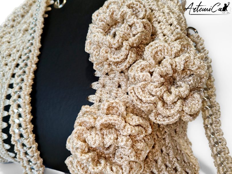 3 (Artemicat) Maxi-Bag Petalo Chic: Borsa Fatta a Mano all'Uncinetto Elegante con Fiori