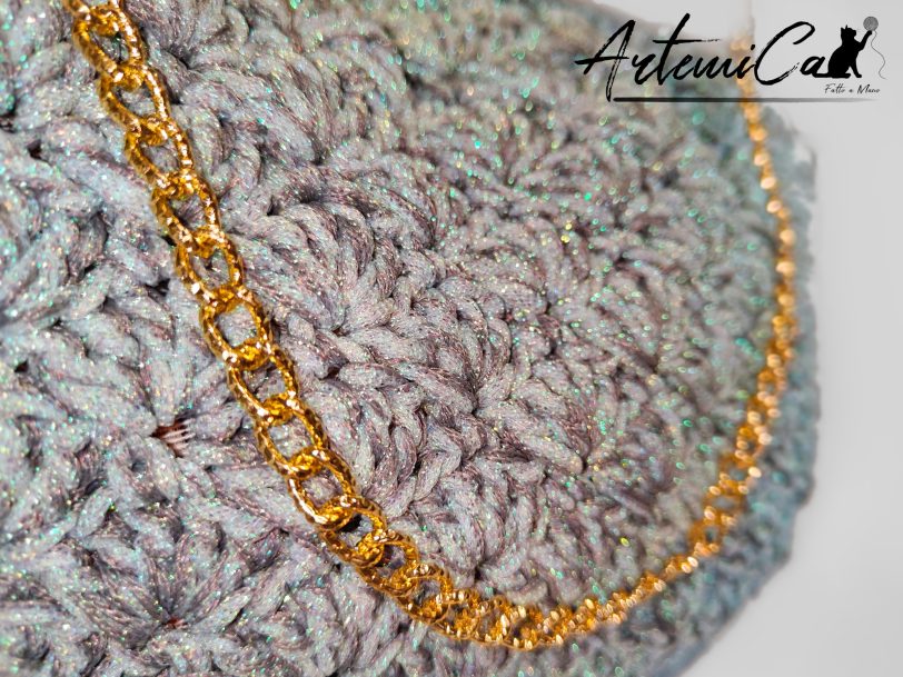 4 (Artemicat) Sogno d'Acqua: Borsa Fatta Mano all'Uncinetto & Chiusura Clic Clac in Legno