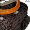 4 (Artemicat) Borsa Incanto Nero: Clic Clac Fatta a Mano all'Uncinetto in Cordino Nero con Fiori - Indossa l'Arte