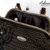5 (Artemicat) Borsa Incanto Nero: Clic Clac Fatta a Mano all'Uncinetto in Cordino Nero con Fiori - Indossa l'Arte