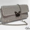 2 (Artemicat) Pochette Sottovoce: Borsa Elegante fatta a mano all'Uncinetto in Cordino Bianco Lurex