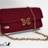 2 (Artemicat) Pochette Bordeaux Butterfly: Borsa artigianale all’uncinetto con Chiusura a Farfalla