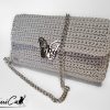 3 (Artemicat) Pochette Sottovoce: Borsa Elegante fatta a mano all'Uncinetto in Cordino Bianco Lurex