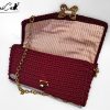 4 (Artemicat) Pochette Bordeaux Butterfly: Borsa artigianale all’uncinetto con Chiusura a Farfalla