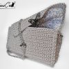 5 (Artemicat) Pochette Sottovoce: Borsa Elegante fatta a mano all'Uncinetto in Cordino Bianco Lurex